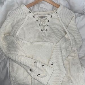 Your New Favorite Off-White Lace-Up Sweater